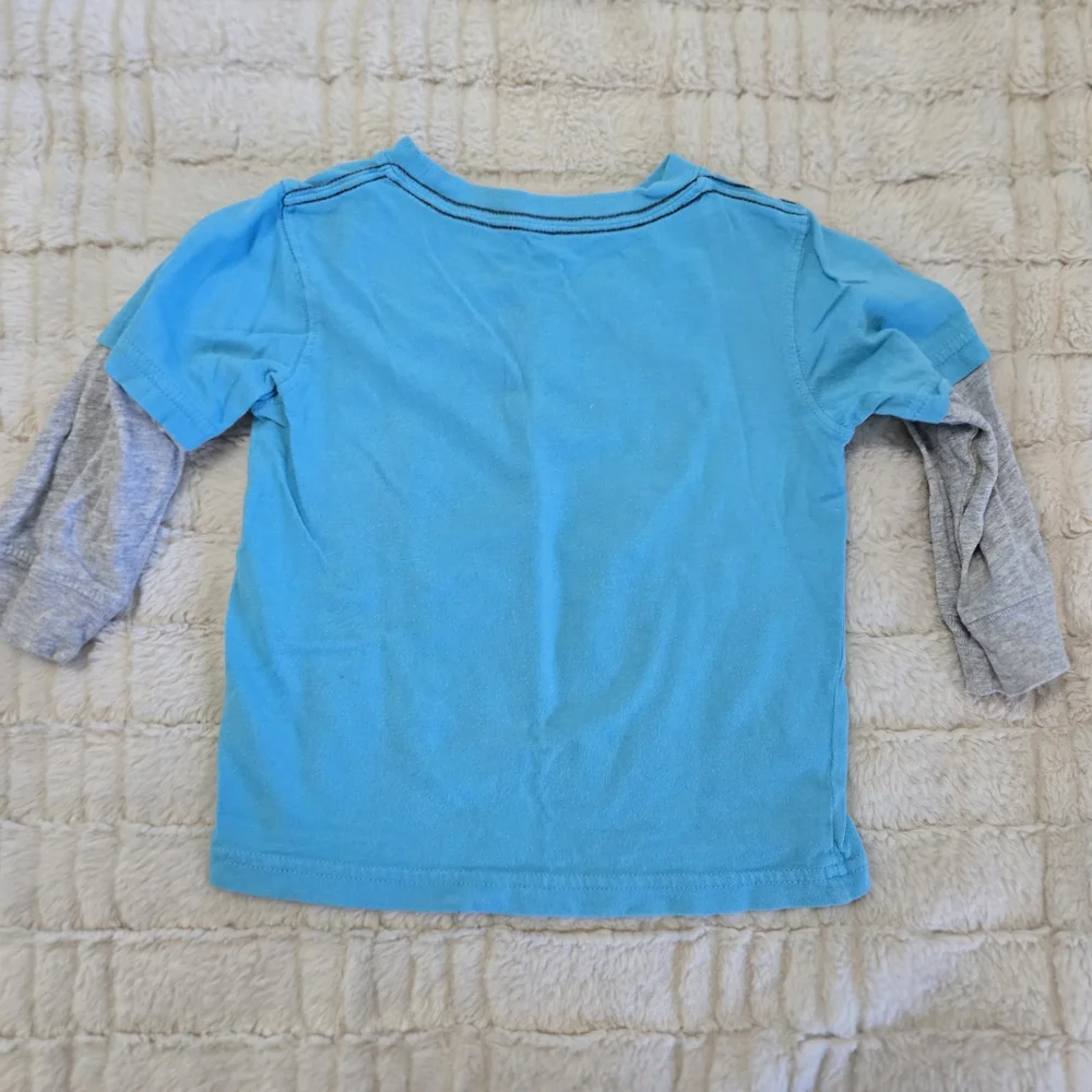 Carter's 18 Month Black Bear Tough Guy Graphic Long Sleeve Blue Tee